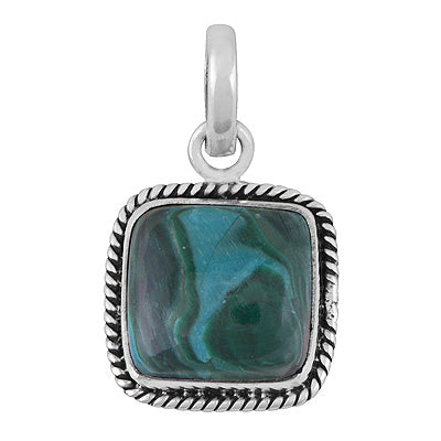 Authentic Wire Work Around Azurite Square Shape 925 Sterling Solid Silver Pendants - R102070-9