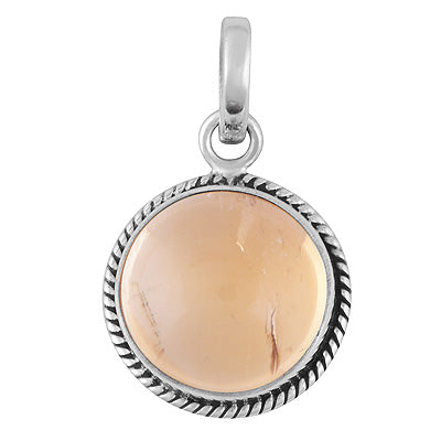 Authentic Wire Work Around Citrine Round Shape 925 Sterling Solid Silver Pendants - R102071-5