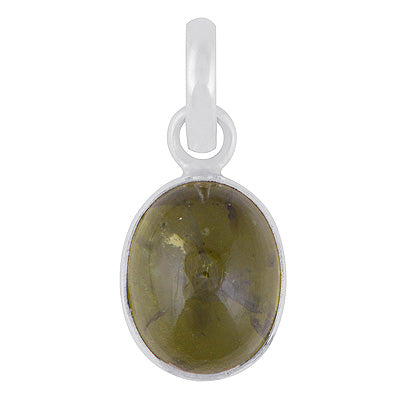 Plain Collet Natural Peridot Oval Shape 925 Sterling Solid Silver Pendants - R102073-3