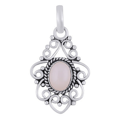 Stunning Wire Pattern & Rawa Work Around Moonstone Oval Shape 925 Sterling Solid Silver Pendant - R102074-17