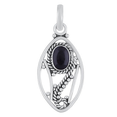 Gorgeous Wire Pattern & Rawa Work Around Black Onyx Oval Shape 925 Sterling Solid Silver Pendants - R102075-14