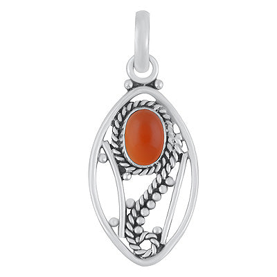 Gorgeous Wire Pattern & Rawa Work Around Carnelian Oval Shape 925 Sterling Solid Silver Pendants - R102075-7