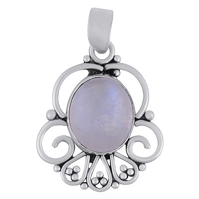 Alluring Wire Pattern & Rawa Work Around Rainbow Moonstone Oval Shape 925 Sterling Solid Silver Pendants - R102076-4