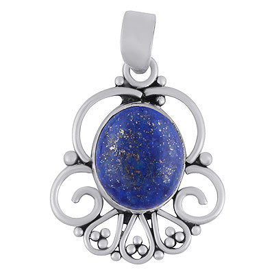 Alluring Wire Pattern & Rawa Work Around Lapis Oval Shape 925 Sterling Solid Silver Pendants - R102076-6