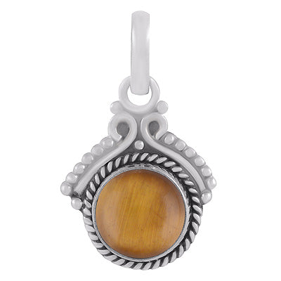 Gorgeous Twisted Wire Work Around Tiger's Eye Round Shape 925 Sterling Solid Silver Pendants - R102078-11