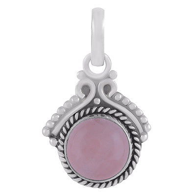 Gorgeous Twisted Wire Work Around Rose Quartz Round Shape 925 Sterling Solid Silver Pendants - R102078-13