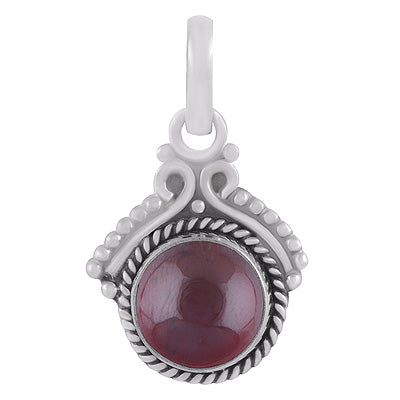 Gorgeous Twisted Wire Work Around Garnet Round Shape 925 Sterling Solid Silver Pendants - R102078-2