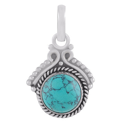 Gorgeous Twisted Wire Work Around Turquoise Round Shape 925 Sterling Solid Silver Pendants - R102078-3