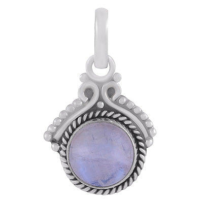 Gorgeous Twisted Wire Work Around Rainbow Moonstone Round Shape 925 Sterling Solid Silver Pendants - R102078-4