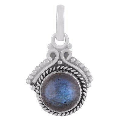 Gorgeous Twisted Wire Work Around Labradorite Round Shape 925 Sterling Solid Silver Pendants - R102078-5