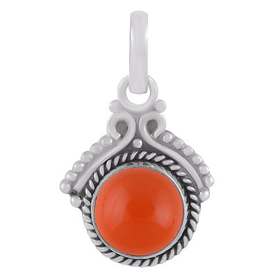 Gorgeous Twisted Wire Work Around Carnelian Round Shape 925 Sterling Solid Silver Pendants - R102078-7