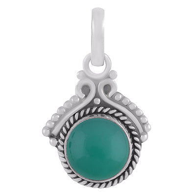 Gorgeous Twisted Wire Work Around Green Onyx Round Shape 925 Sterling Solid Silver Pendants - R102078-8