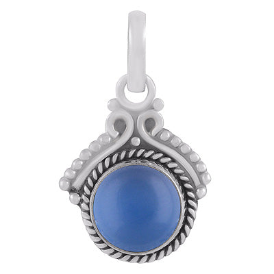 Gorgeous Twisted Wire Work Around Blue Chalcedony Round Shape 925 Sterling Solid Silver Pendants - R102078-9