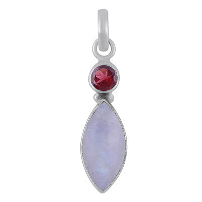 Beautiful Seated Multiple Gemstones Garnet,Rainbow Moonstone Round,Marquise Shape 925 Sterling Solid Silver Pendants - R102082-2