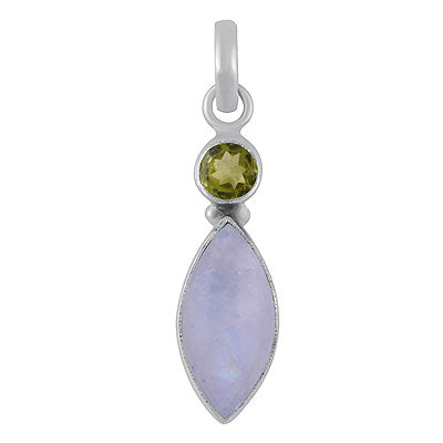 Beautiful Seated Multiple Gemstones Peridot,Rainbow Moonstone Round,Marquise Shape 925 Sterling Solid Silver Pendants - R102082-3