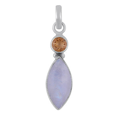 Beautiful Seated Multiple Gemstones Citrine,Rainbow Moonstone Round,Marquise Shape 925 Sterling Solid Silver Pendants - R102082-4