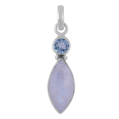 Beautiful Seated Multiple Gemstones Blue Topaz,Rainbow Moonstone Round,Marquise Shape 925 Sterling Solid Silver Pendants - R102082-5