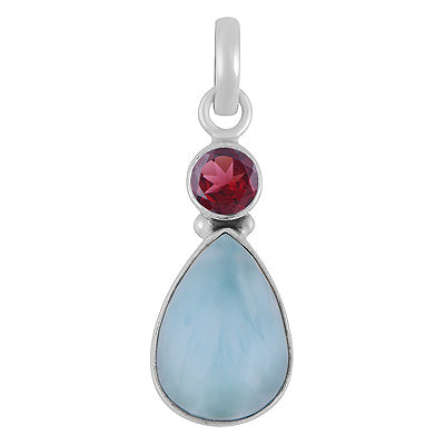 Gorgeous Seated Multiple Gemstones Garnet,Larimar Round,Pear Shape 925 Sterling Solid Silver Pendants - R102083-22