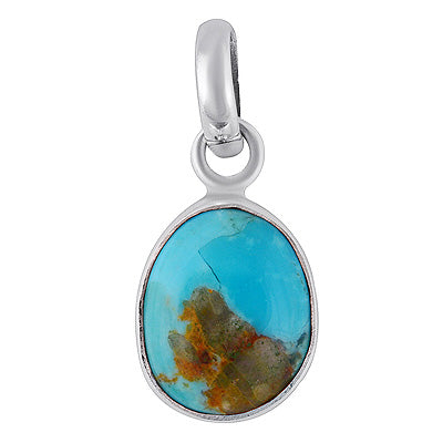 Beautiful Plain Collet Around Mohave Turquoise Oval Shape 925 Sterling Solid Silver Pendants - R102084-6