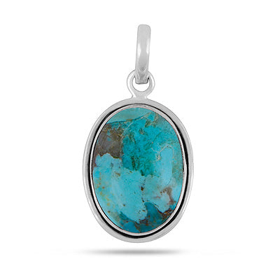 Stunning Plain Wire Work Around Mohave Turquoise Oval Shape 925 Sterling Solid Silver Pendants - R102085-12