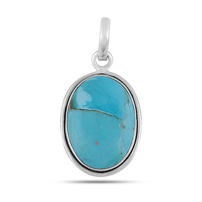 Stunning Plain Wire Work Around Mohave Turquoise Oval Shape 925 Sterling Solid Silver Pendants - R102085-5