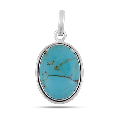 Stunning Plain Wire Work Around Mohave Turquoise Oval Shape 925 Sterling Solid Silver Pendants - R102085-6