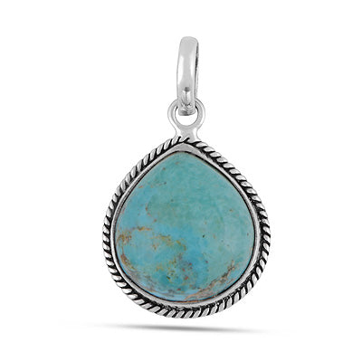 Authentic Wire Work Around Mohave Turquoise Pear Shape 925 Sterling Solid Silver Pendants - R102086-7