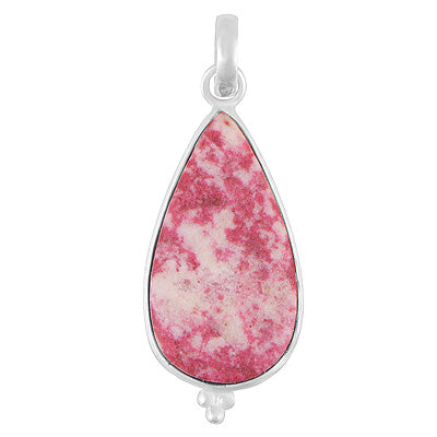 Minimal Rawa Natural Bezel Thulite Pear Shape 925 Sterling Solid Silver Pendant - R102092-4