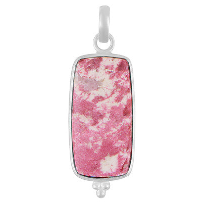 Minimal Rawa Natural Bezel Thulite Rectangle Shape 925 Sterling Solid Silver Pendant - R102092-5