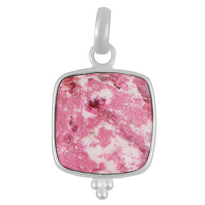 Minimal Rawa Natural Bezel Thulite Square Shape 925 Sterling Solid Silver Pendant - R102092-7