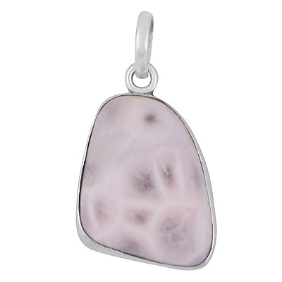 Beautifully Seated Gemstone Plain Collet Pink Larimar Fancy Shape 925 Sterling Solid Silver Pendant - R102094-10