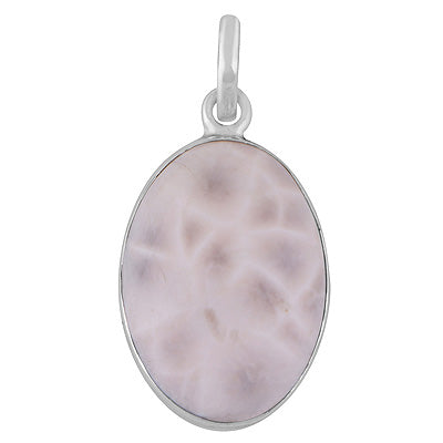 Beautifully Seated Gemstone Plain Collet Pink Larimar Oval Shape 925 Sterling Solid Silver Pendant - R102094-3
