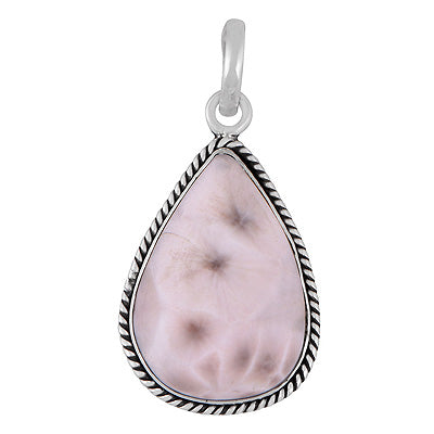 Gorgeous Twisted Wire Work Around Pink Larimar Pear Shape 925 Sterling Solid Silver Pendant - R102095-1