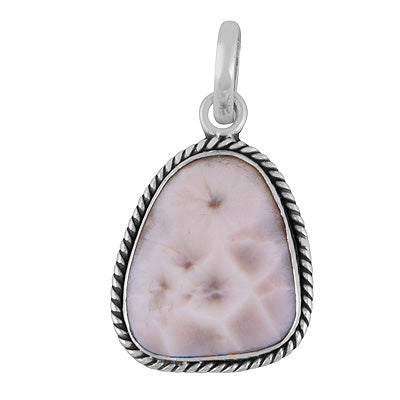 Gorgeous Twisted Wire Work Around Pink Larimar Bullet Shape 925 Sterling Solid Silver Pendant - R102095-3