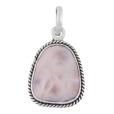 Gorgeous Twisted Wire Work Around Pink Larimar Bullet Shape 925 Sterling Solid Silver Pendant - R102095-4