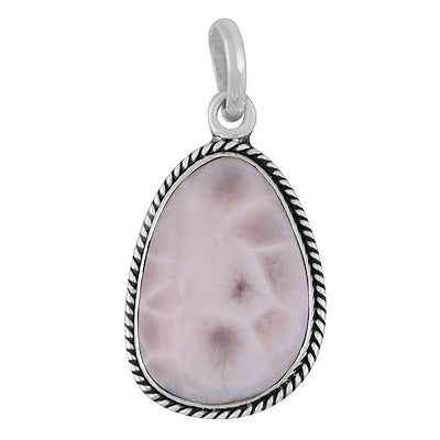 Gorgeous Twisted Wire Work Around Pink Larimar Pear Shape 925 Sterling Solid Silver Pendant - R102095-5