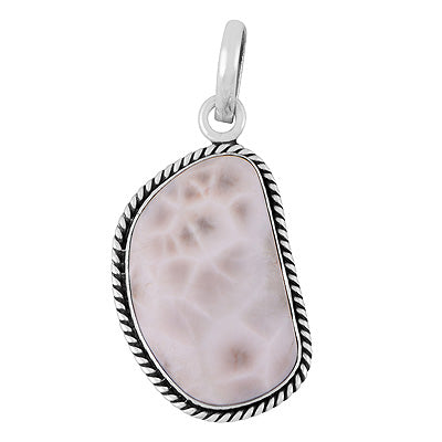 Gorgeous Twisted Wire Work Around Pink Larimar Fancy Shape 925 Sterling Solid Silver Pendant - R102095-6