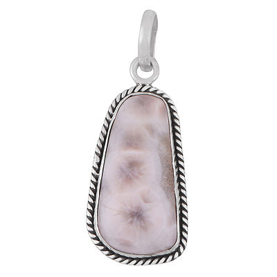Gorgeous Twisted Wire Work Around Pink Larimar Fancy Shape 925 Sterling Solid Silver Pendant - R102095-7