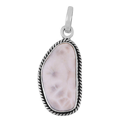 Gorgeous Twisted Wire Work Around Pink Larimar Fancy Shape 925 Sterling Solid Silver Pendant - R102095-8