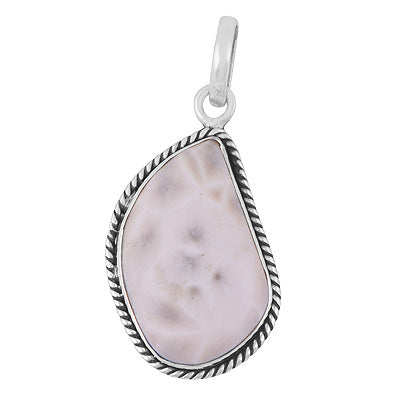 Gorgeous Twisted Wire Work Around Pink Larimar Fancy Shape 925 Sterling Solid Silver Pendant - R102095-9