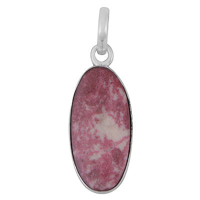Gorgeous Plain Collet Thulite Oval Shape 925 Sterling Solid Silver Pendant - R102096-1