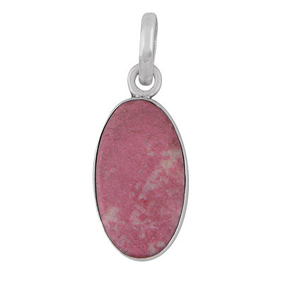 Gorgeous Plain Collet Thulite Oval Shape 925 Sterling Solid Silver Pendant - R102096-3