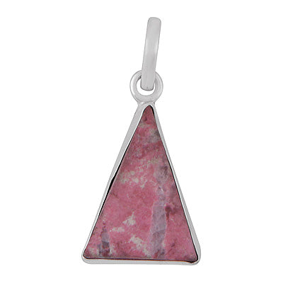 Gorgeous Plain Collet Thulite Triangle Shape 925 Sterling Solid Silver Pendant - R102096-6