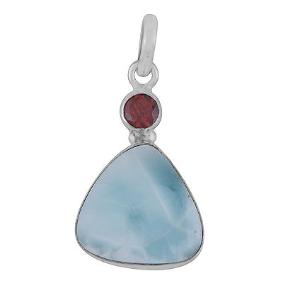 Gorgeous Seated Multiple Gemstones Garnet,Larimar Round,Triangle Shape 925 Sterling Solid Silver Pendant - R102098-18