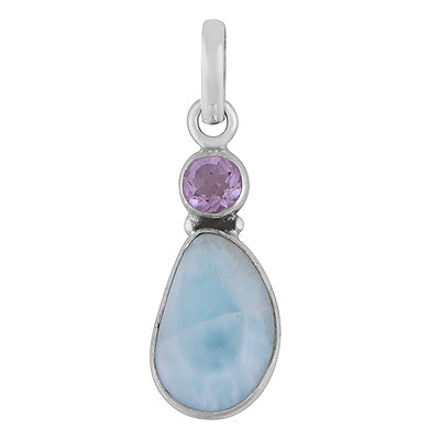 Gorgeous Seated Multiple Gemstones Amethyst,Larimar Round,Fancy Shape 925 Sterling Solid Silver Pendant - R102098-20