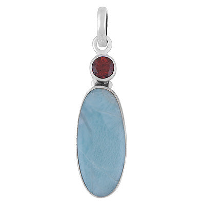 Gorgeous Seated Multiple Gemstones Garnet,Larimar Round,Oval Shape 925 Sterling Solid Silver Pendant - R102098-8