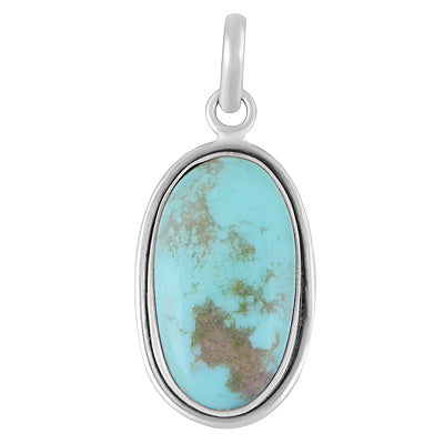 Plain Collet Natural Arizona Turquoise Oval Shape 925 Sterling Solid Silver Pendant - R102099-11