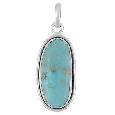 Plain Collet Natural Arizona Turquoise Oval Shape 925 Sterling Solid Silver Pendant - R102099-12