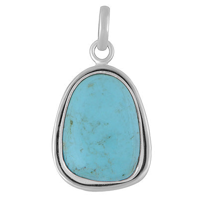 Plain Collet Natural Arizona Turquoise Fancy Shape 925 Sterling Solid Silver Pendant - R102099-17