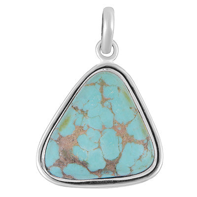 Plain Collet Natural Arizona Turquoise Fancy Shape 925 Sterling Solid Silver Pendant - R102099-19